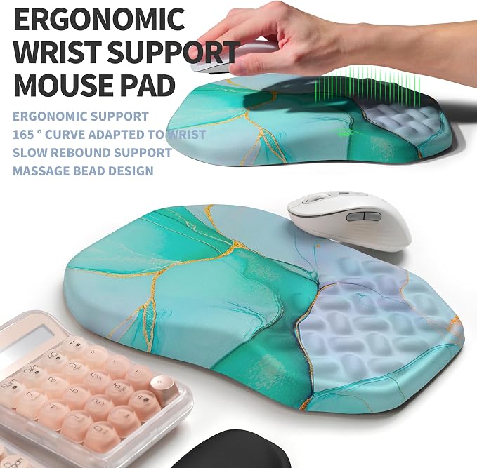 2-in-1 Ergonomic Set, Wave Keyboard Wrist Rest and Massage Slope Mouse Pad - Image 3