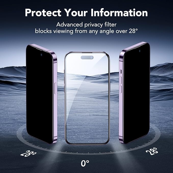 ESR 3 Pack for iPhone 14 Pro Privacy Screen Protector, Anti-spy Tempered-Glass - Image 3