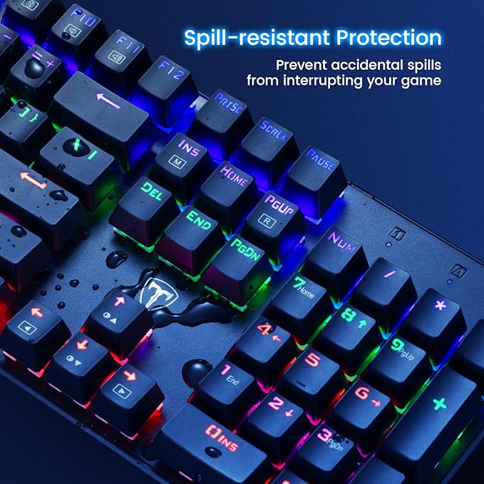 RisoPhy Mechanical Gaming Keyboard, RGB 104 Keys Ultra-Slim LED Backlit USB - Image 5