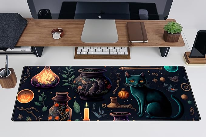 Anime Blue Cat Kawaii Cats Mouse Pad, XL Large Extended Gaming Desk Pad - Image 5