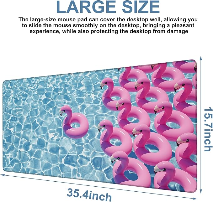 Gaming Desk Pad Large Extra Length Pink Flamingos Mouse Pad Keyboard Laptop - Image 3