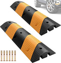 Rengue Rubber Speed Bumps 2-Pack 39.3'' Black Yellow Dual-Channel Driveway by Rengue