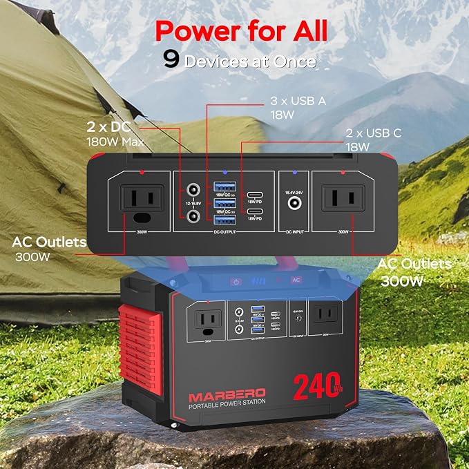 MARBERO Solar Generator 240Wh 300W Portable Power Station - Image 2