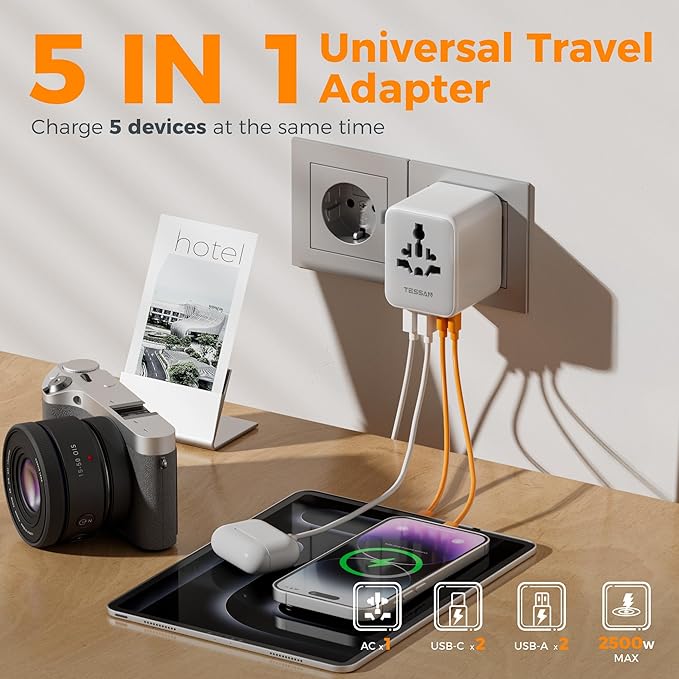 TESSAN Universal Travel Adapter, International Power Adapter - Image 3