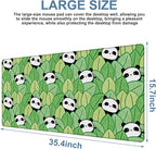 Panda and Leaves Gaming Mouse Pad 3mm Thick Stitched Edge Waterproof Non-Slip - Image 3