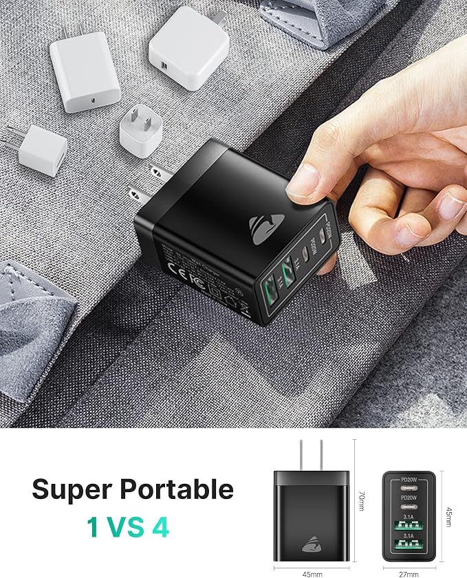 USB C Wall Charger Block 3-Pack, Aiminu 40W 4-Port PD Power Delivery Fast Type - Image 7