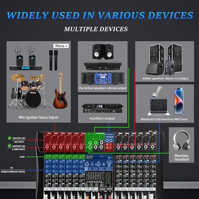 Audio Mixer 12 Channel Professional Mixer Console - Image 9