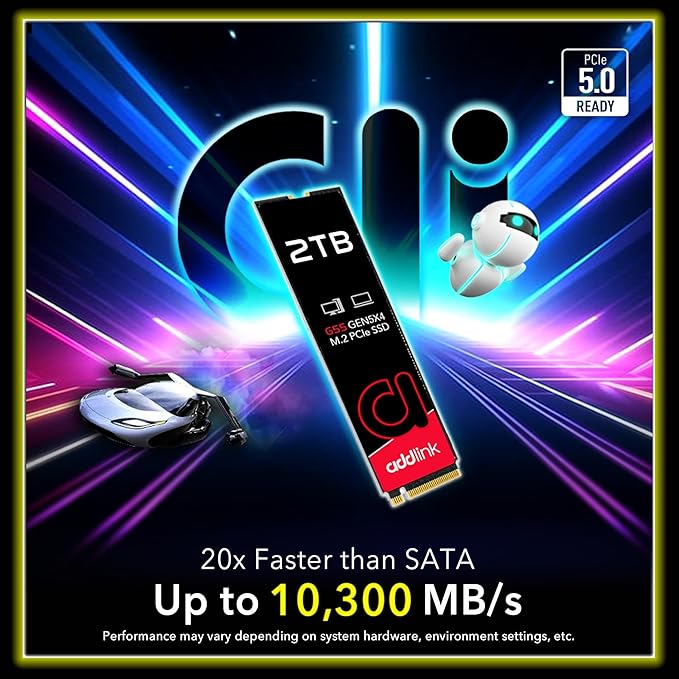 Addlink G55 2TB PCIe 5.0 Gen5 NVMe M.2 SSD- Up to 10, 300 MB/s - Image 2