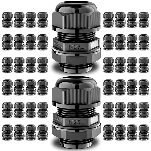 QILIPSU 50pcs M25L Long Thread Cable Gland Waterproof IP68 Nylon Strain Relief by QILIPSU