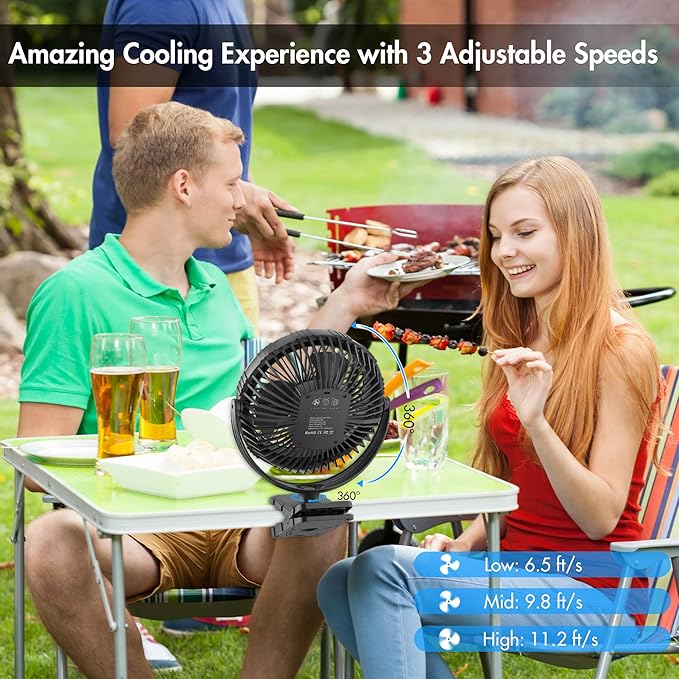 Camping Rechargeable Fan, Battery Operated - Image 2