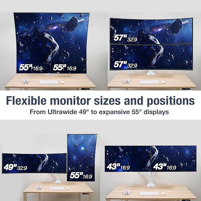 AVLT Dual 57 Inch Heavy Duty Stacking Monitor Arm Pole Top Mount - Image 4