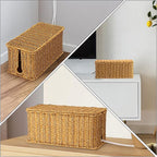 Large Cable Management Box, Handwoven Imitation Rattan Cord Organizer Cord - Image 5