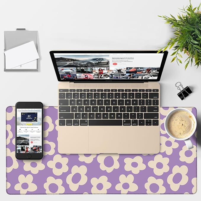 Vintage Groovy Flowers Gaming Mouse Pad 3mm Thick Stitched Edge Waterproof - Image 4