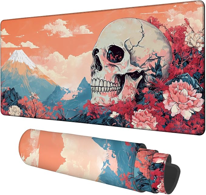 Anime Skull Gaming Mouse Pad 3mm Thick Stitched Edge Waterproof Non-Slip Large by Unknown