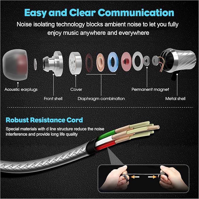 Super Bass Wired Earbuds with Microphone – Noise Cancelling, Deep Bass Ear Buds - Image 4