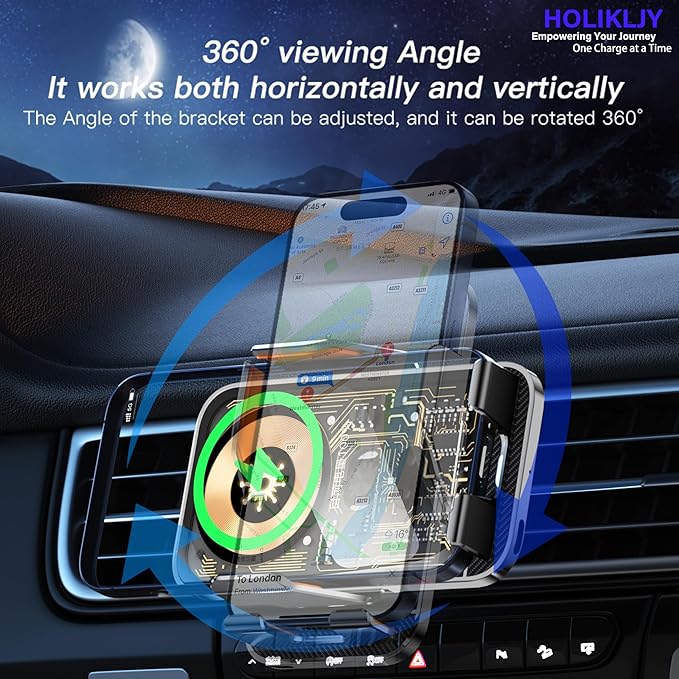 Wireless Car Charger Holder, 15W Fast Charging Car Phone Holder Charger - Image 4
