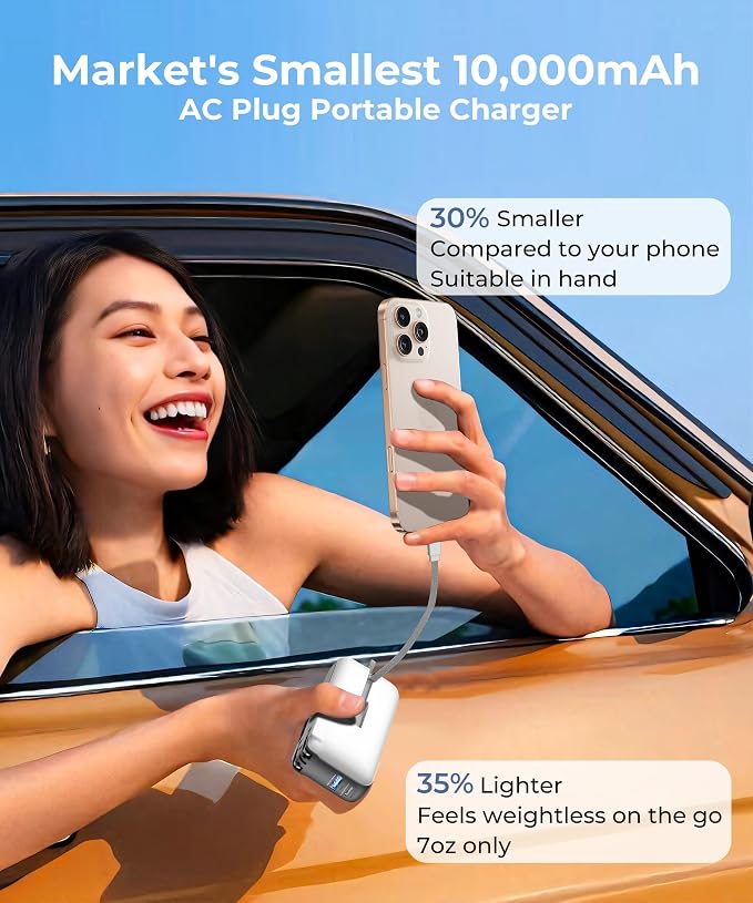 1 Pack Portable Charger with Built-in USB-C Cable & Plug, 000mAh 5V/4.5A Power - Image 5