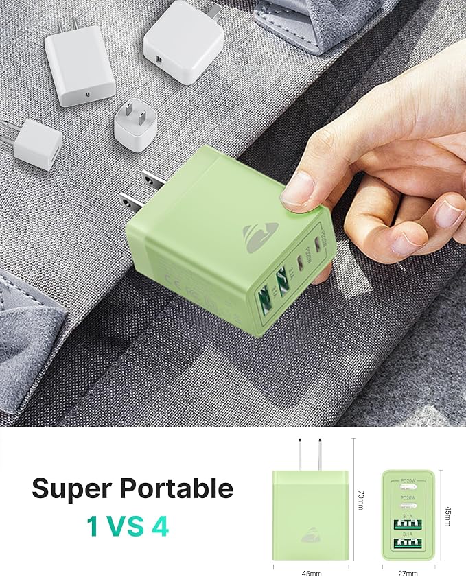 USB C Wall Charger 2-Pack, 40W 4-Port USB C Charger Block PD Power Delivery - Image 7