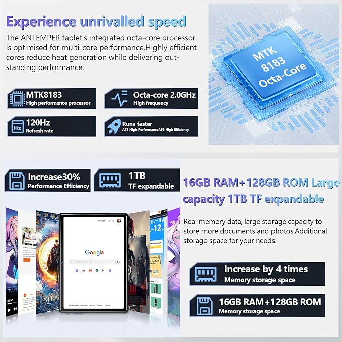 2025 Latest Android Tablet 10.1 Inch, 5G WiFi Tablets Mit 16GB RAM+128GB ROM - Image 4