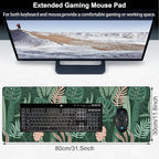 Tropical Plants and Leaves Desk Mat, Large Tropical Palm Leaves Gaming Keyboard - Image 2