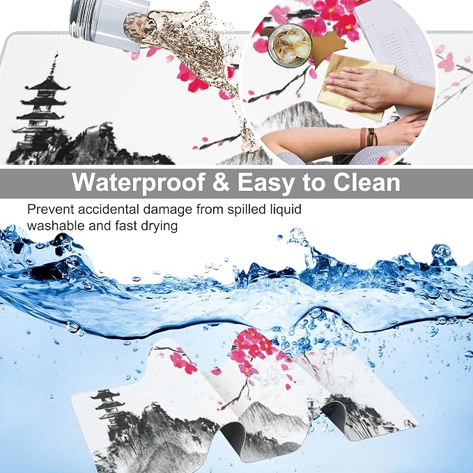 Chinese Ink Painting Desk Mat, Large Abstract Landscape Painting Gaming - Image 4