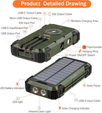 Army Green Solar Power Bank 42800mAh, 15W Wireless Portable Charger - Image 4