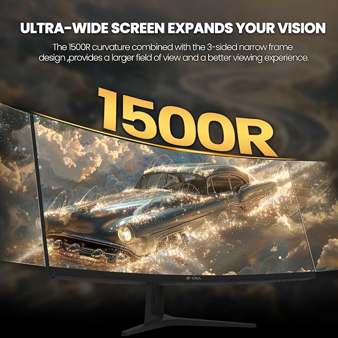 CRUA 34 Inch Curved Gaming Monitor, 21:9 WQHD 3440x1440 165Hz/144Hz 1500R - Image 6