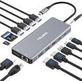 Laptop Docking Station Dual Monitor, 14 in 1 USB C Hub Multiport Adapter Dongle by FALWEDI