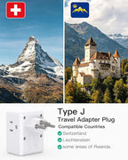 2 Pack Switzerland Travel Plug Adapter, Type J Power Adapter Works in - Image 3