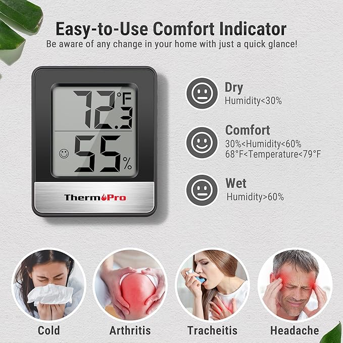 ThermoPro TP49 2 Pieces Digital Hygrometer Indoor Thermometer Humidity Meter - Image 3