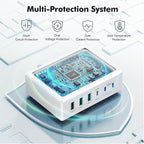 165W USB C Charging Station Hub, 6 Port PD GaN Fast Wall Charger Block Type C - Image 7