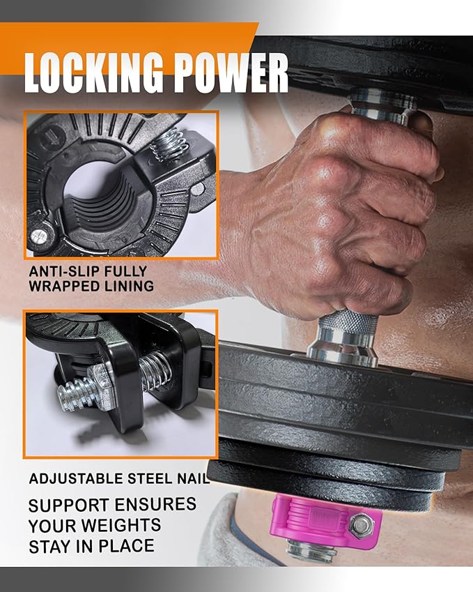 MAXRICH T Barbell Clamp 1 inch Multiple Sizes & Adjustable Weight Clips - Image 3