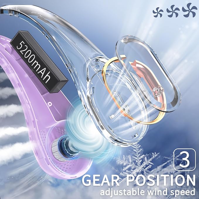 FrSara Neck Fan, Portable Personal Fan Strong Wind, Air Volume, 360° Cooling - Image 4