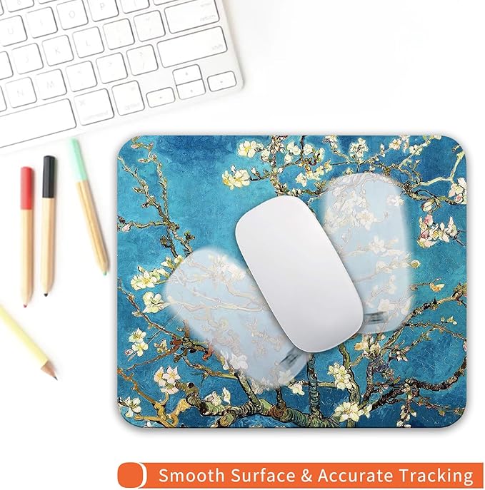 Square Mouse Pad Apricot Flower, Personalized Premium-Textured Custom Mouse Mat - Image 4
