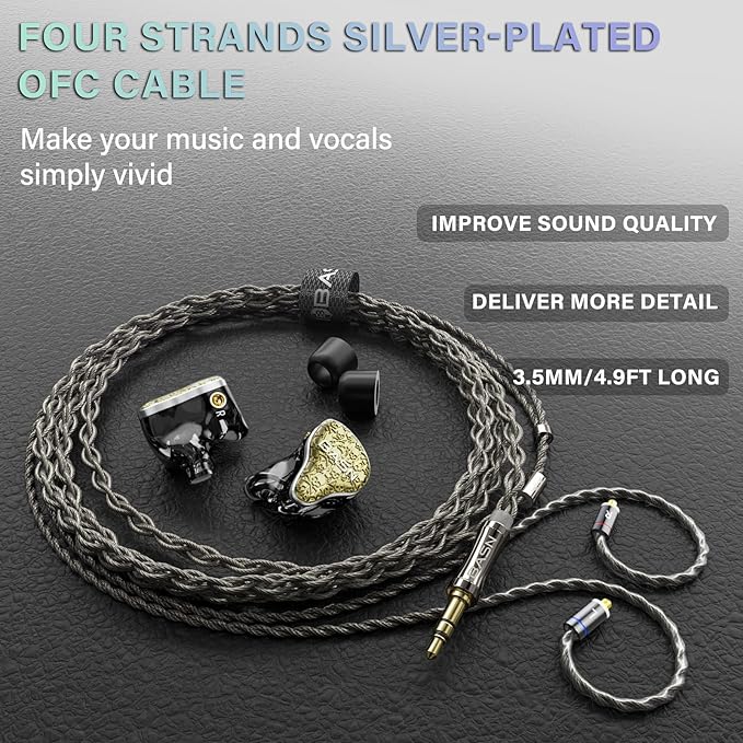 BASN Bmaster5 in Ear Monitors, 5 Drivers Drummer Headphones - Image 3