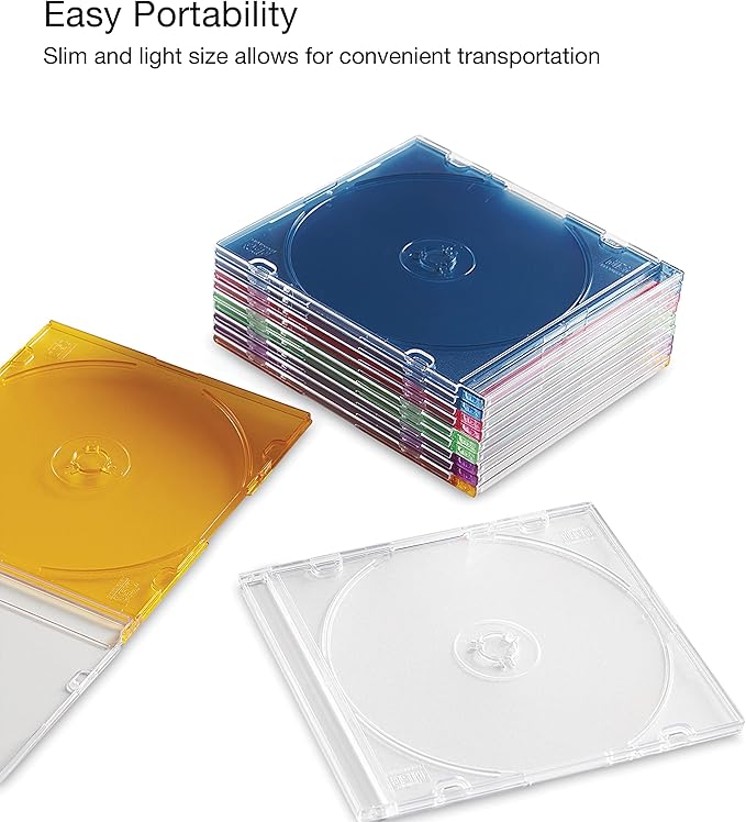 Verbatim CD DVD Blu-Ray Disc Slim Storage Disc Cases 0.2 inches Assorted Colors - Image 5