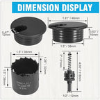 1-1/2" Black Desk Grommet with Bi-Metal Hole Saw, JTemgle Plastic Cable Hole - Image 4