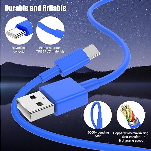 3-Pack Blue USB A to USB C Cable, Compatible - Image 7