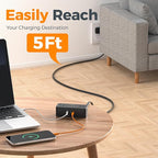 TESSAN Black Extension Cord 5 Ft, Flat Surge Protector Power Strip - Image 5