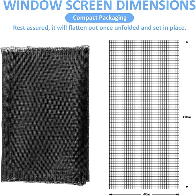 40"x118" Window Screen Mesh, Fiberglass Window Screen, Screen Door Mesh - Image 2