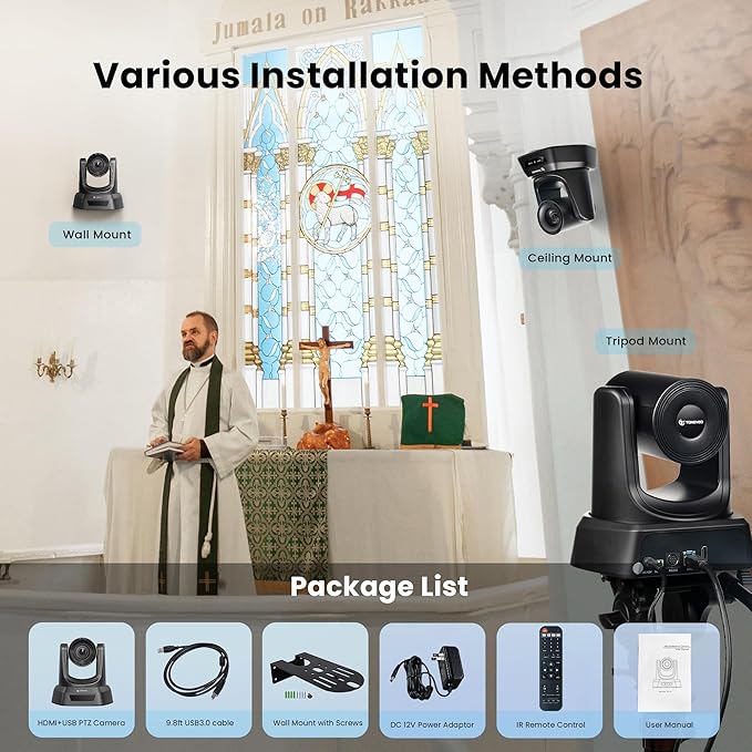 PTZ Camera HDMI/USB 10X Optical Zoom 60fps 1080P Video Conference Camera - Image 6