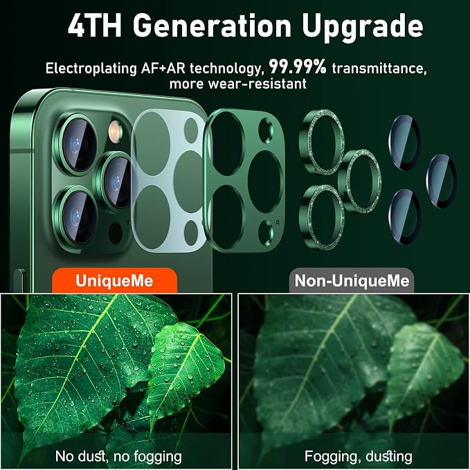 UniqueMe for iPhone 13 Pro/iPhone 13 Pro Max Camera Lens Protector, Metal Ring - Image 2