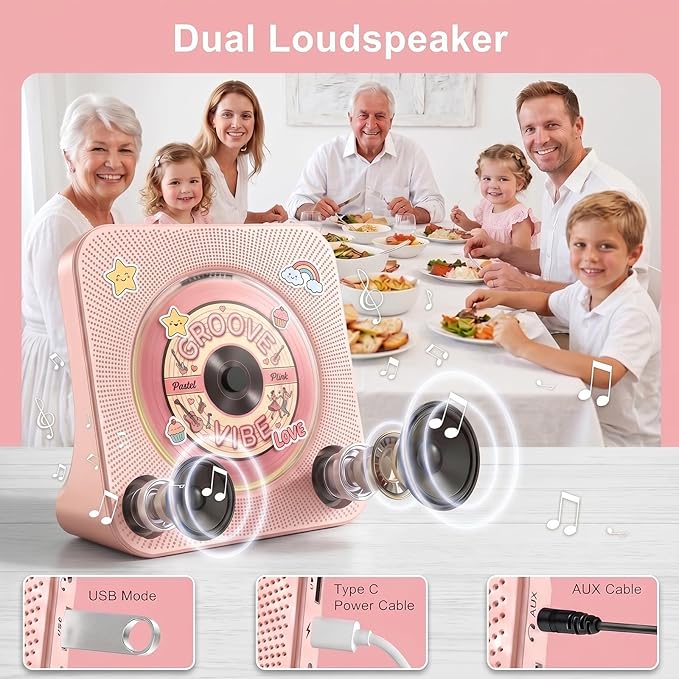 Gueray CD Player Portable Bluetooth Desktop CD Player - Image 4
