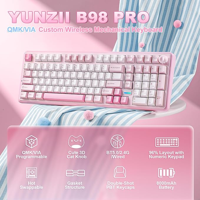 YUNZII B98 PRO QMK/VIA Wireless Mechanical Gaming Keyboard, 96% Layout - Image 2