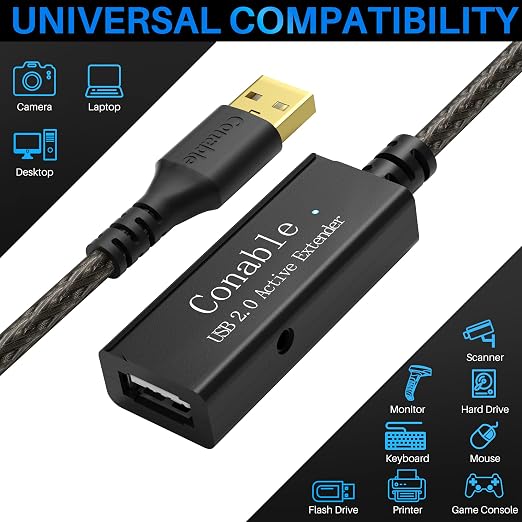 Active USB Extension Cable 50 Feet, USB 2.0 A Male to Female Cord, - Image 5