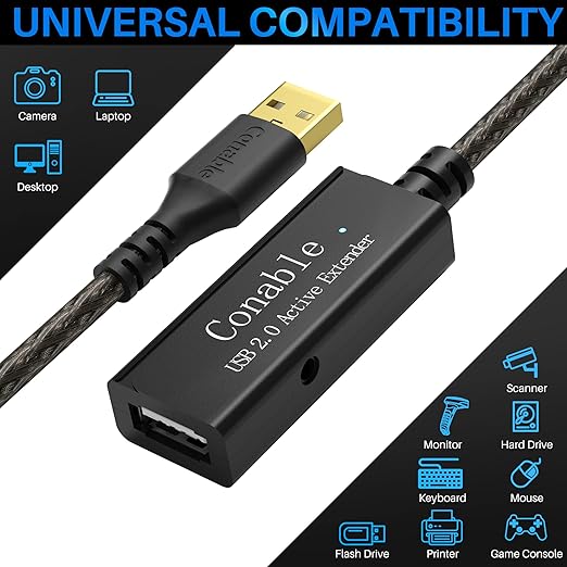 Active USB Extension Cable 75 Feet, USB 2.0 A Male to Female Repeater Cord - Image 5