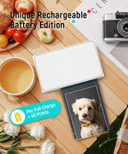 Liene White M200 4x6'' Photo Printer Battery Edition, Wireless Photo Printer - Image 2