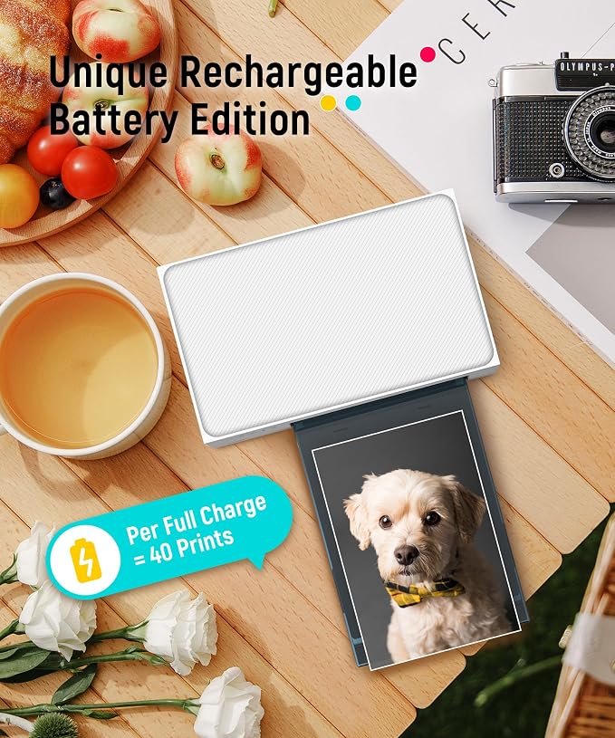 Liene White M200 4x6'' Photo Printer Battery Edition, Wireless Photo Printer - Image 2