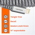 Ventev Helix 14 in Expandable iPhone Cable | Fast Charging USB-A to Lightning - Image 8