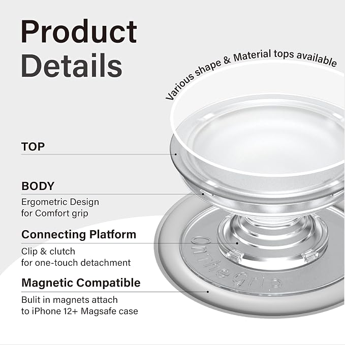 OnTheGrip Cute Natural Seashell Design Round Shape Collapsible Mobile Phone - Image 9